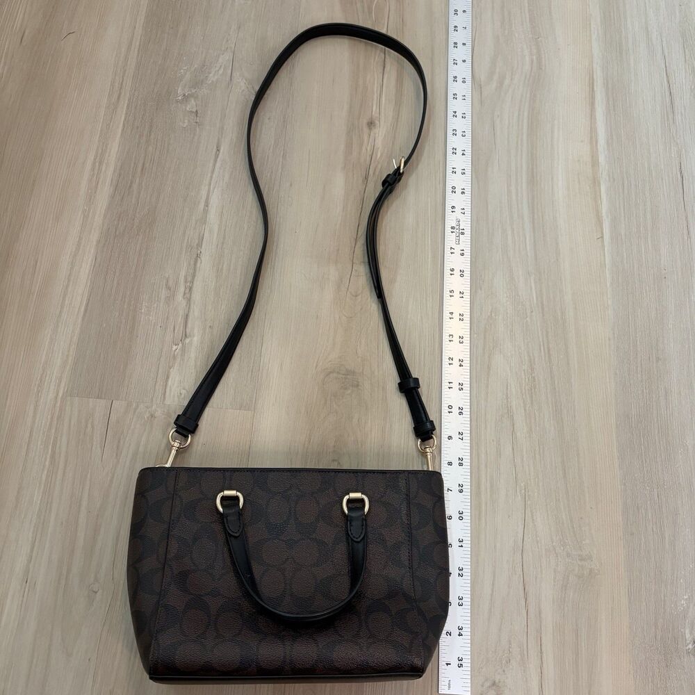 Coach Alice Small Satchel Black Brown Leather Crossbody Purse Gold Hardware - Picture 11 of 11